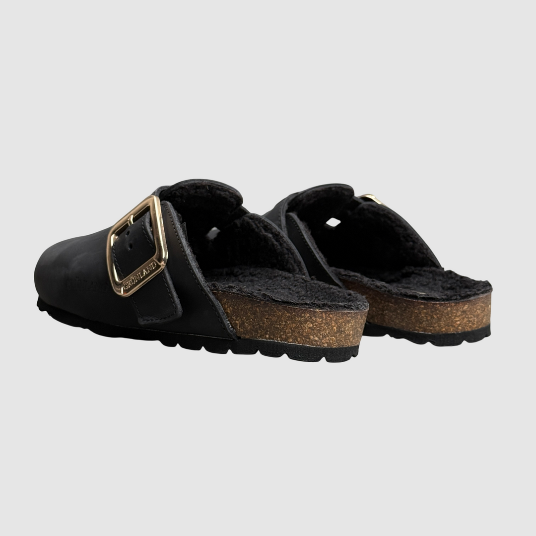 GRUNLAND Ciabatta SARA punta chiusa maxi-fibbia NERO