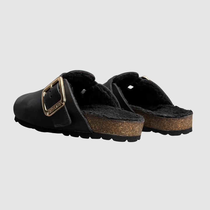 GRUNLAND Ciabatta SARA punta chiusa maxi-fibbia NERO