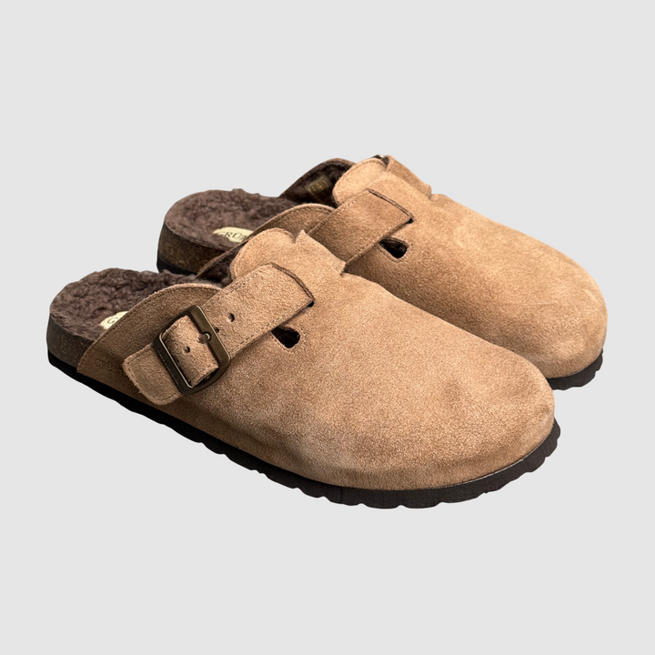 GRUNLAND Sabot BOBO da uomo peluche TAUPE