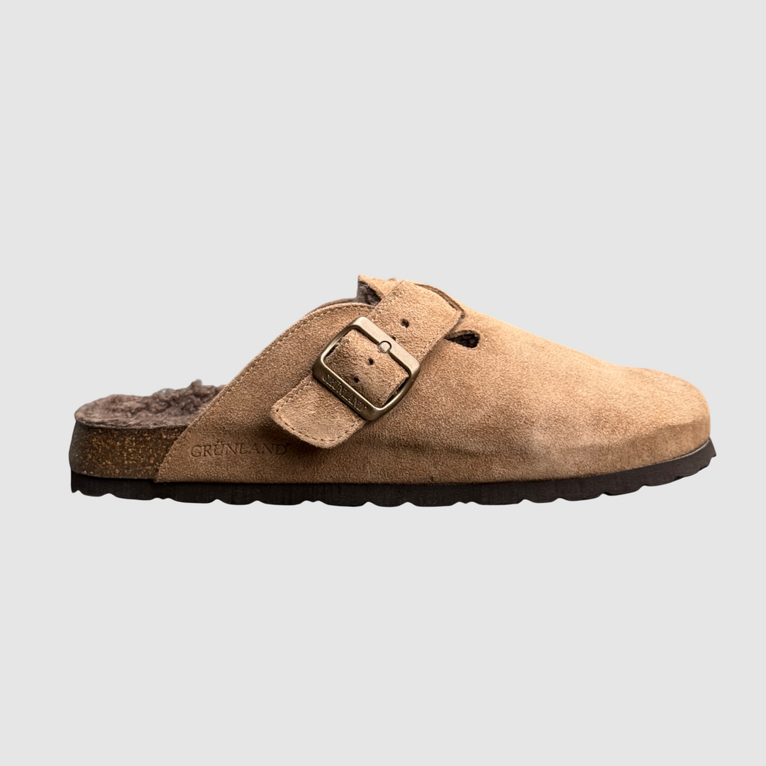 GRUNLAND Sabot BOBO da uomo peluche TAUPE