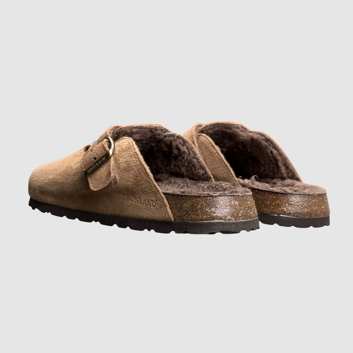 GRUNLAND Sabot BOBO da uomo peluche TAUPE