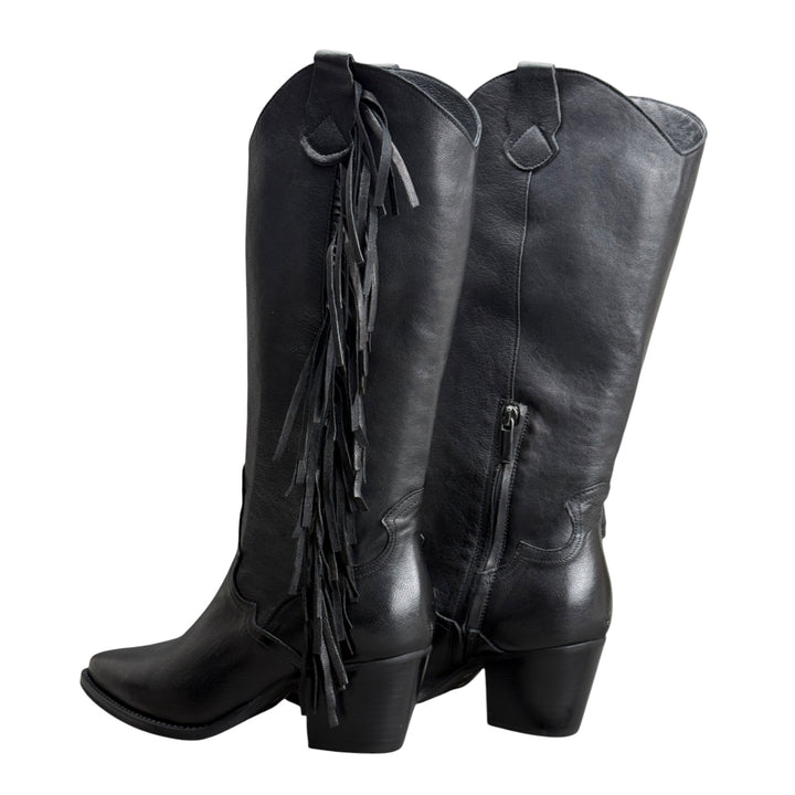 STUDIOUNO Stivale Frange Nero