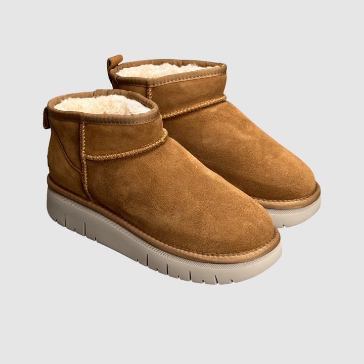 GRUNLAND Polacchino CUOIO basso con fodera in peluche