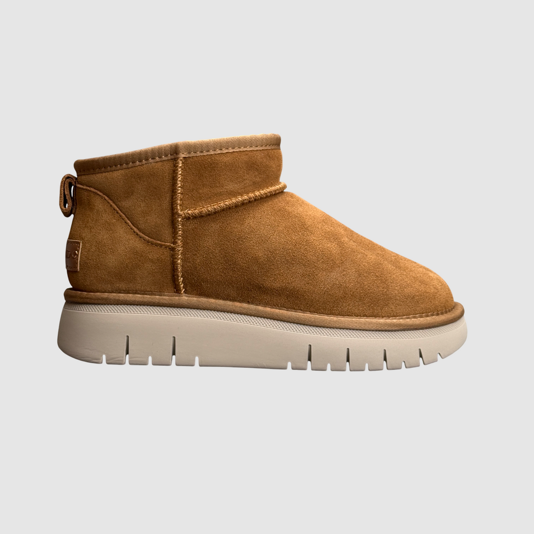 GRUNLAND Polacchino CUOIO basso con fodera in peluche