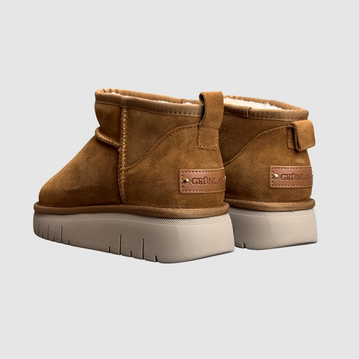 GRUNLAND Polacchino CUOIO basso con fodera in peluche