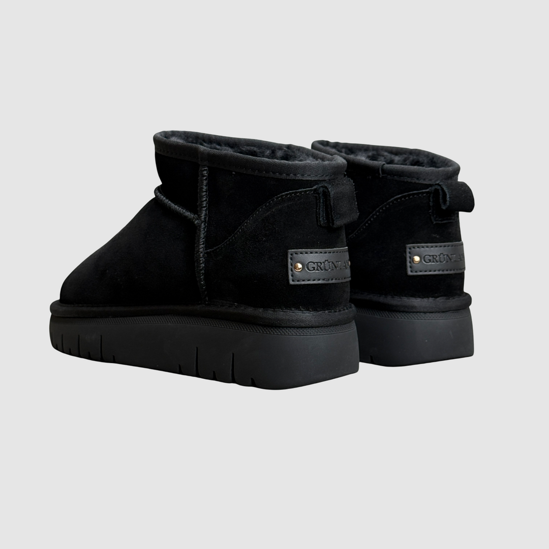 GRUNLAND Polacchino NERO basso con fodera in peluche