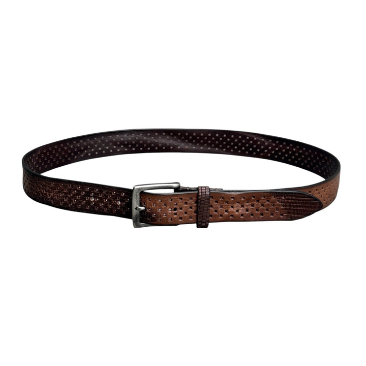 MINORONZONI Cintura Pelle Marrone Forata