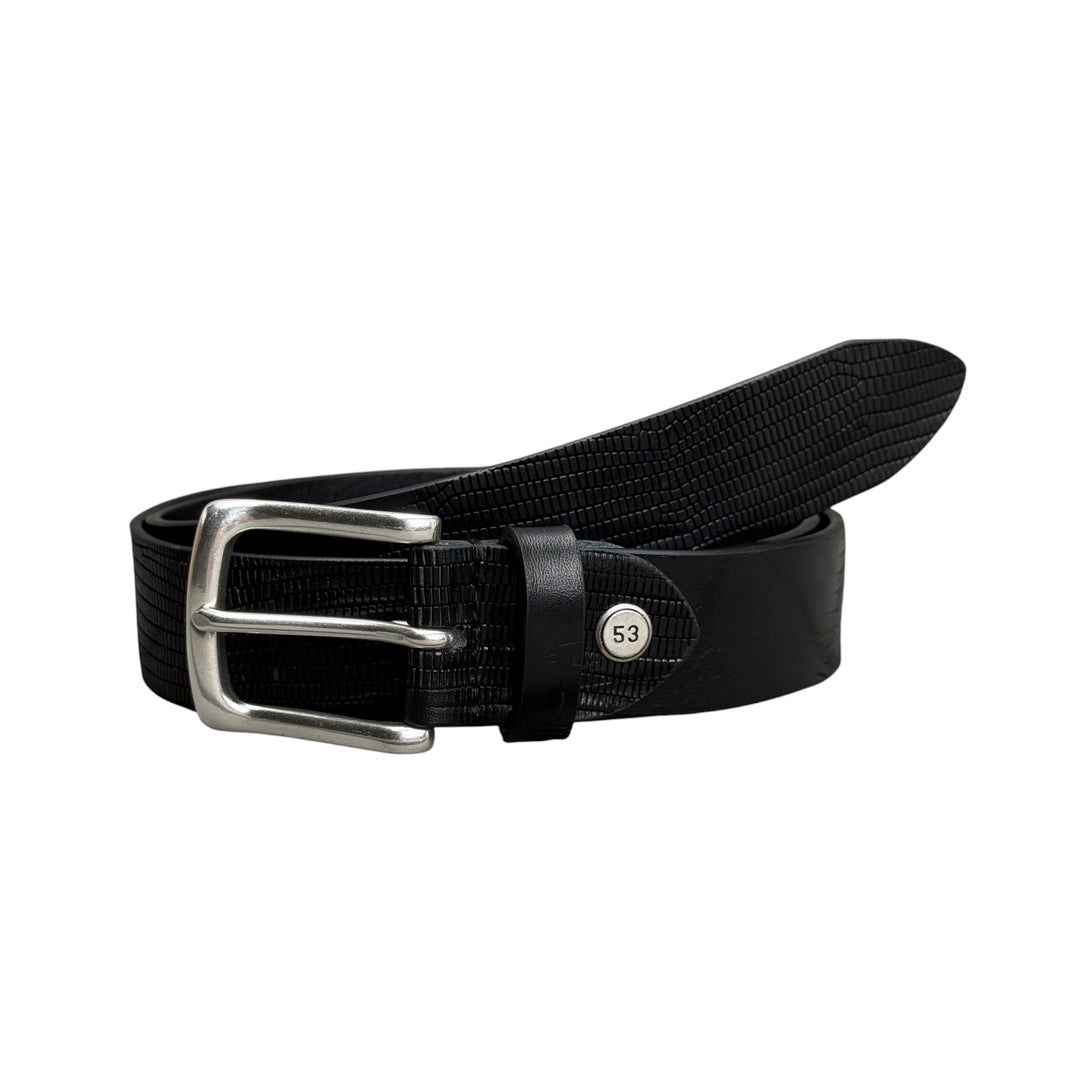 MINORONZONI Cintura Pelle Nera Stampa Rettile