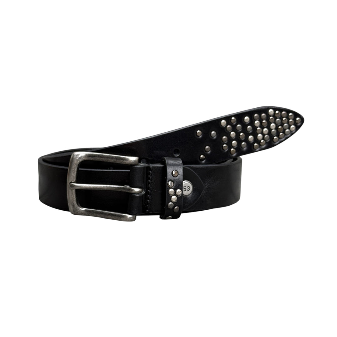 MINORONZONI Cintura Pelle Nera Borchie