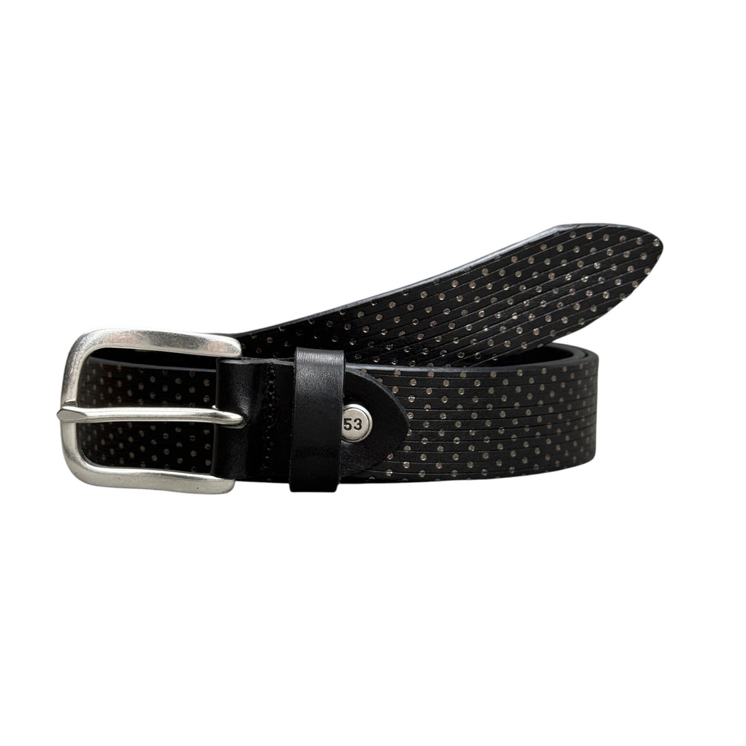 MINORONZONI Cintura Pelle Nera Microborchie