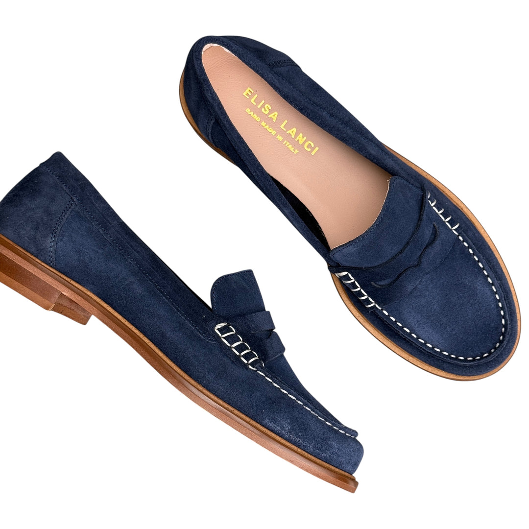 ELISA LANCI Mocassino Suede Blu
