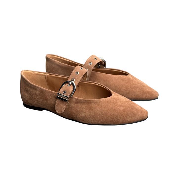 JANET & JANET Ballerina J-841 Suede Cuoio