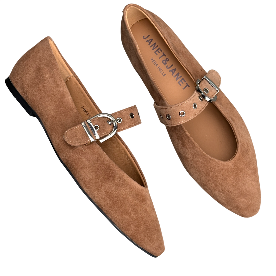 JANET & JANET Ballerina J-841 Suede Cuoio