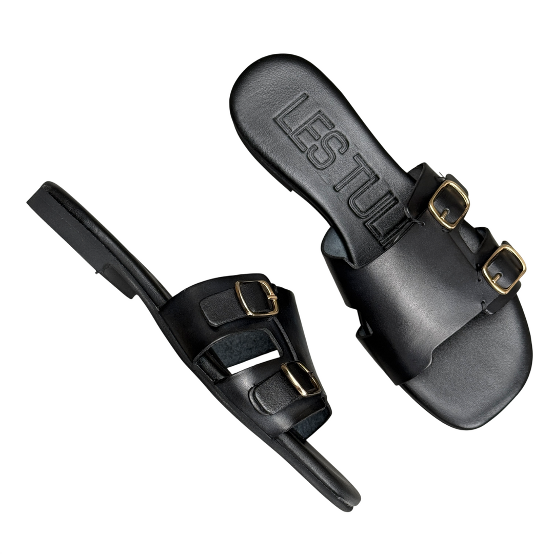 LES TULIPES Ciabattina Due Fibbie Nera