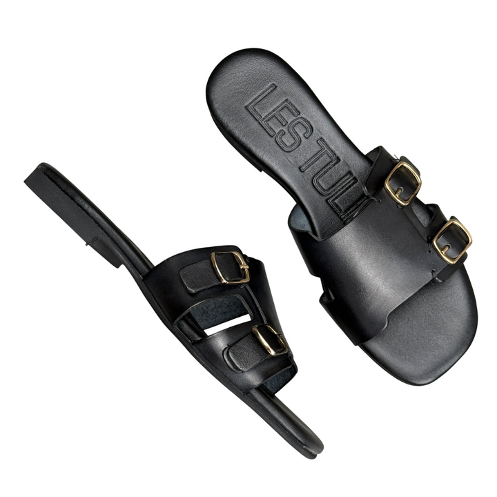 LES TULIPES Ciabattina Due Fibbie Nera