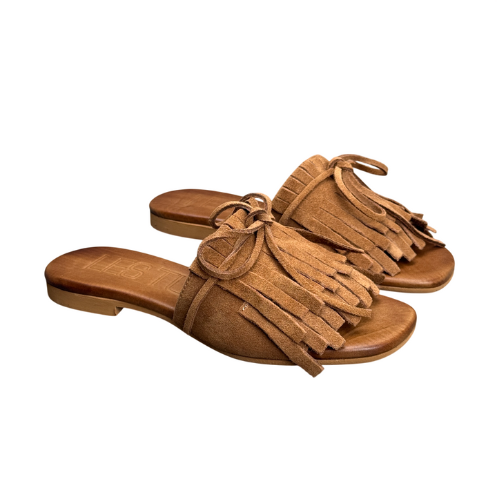 LES TULIPES Leather Fringe Slipper