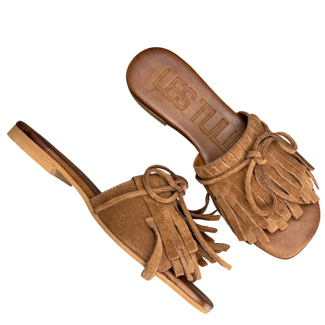 LES TULIPES Leather Fringe Slipper