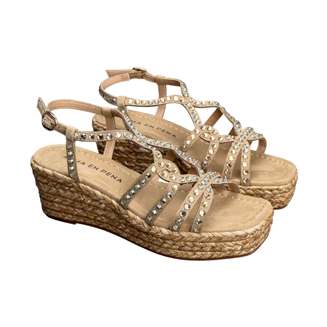 ALMA EN PENA Sandalo Zeppa Pietre Platino