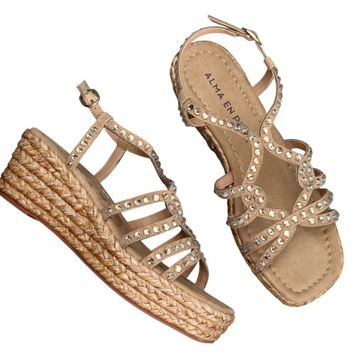 ALMA EN PENA Sandalo Zeppa Pietre Platino