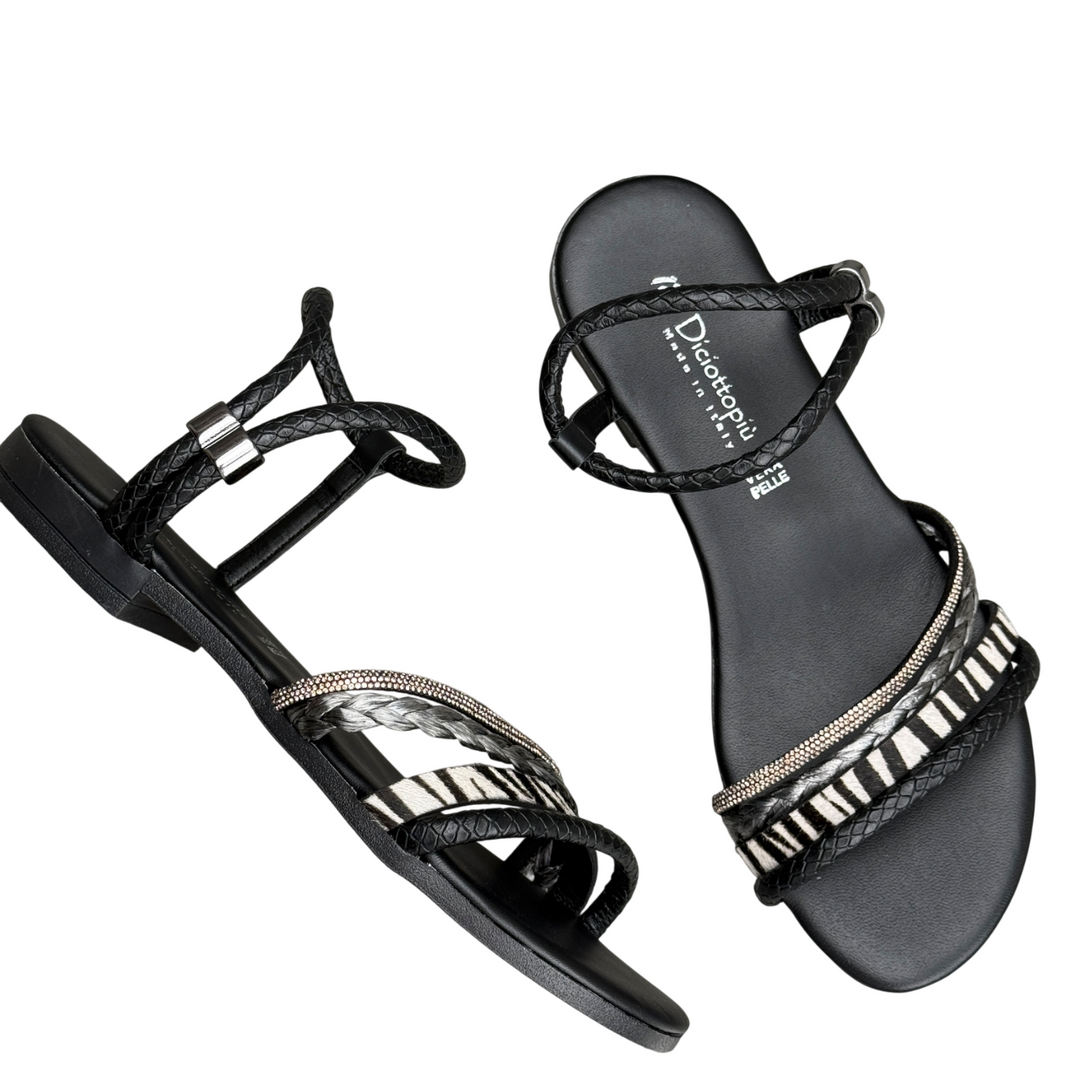 DICIOTTOPIÙ Sandalo Treccia Nero