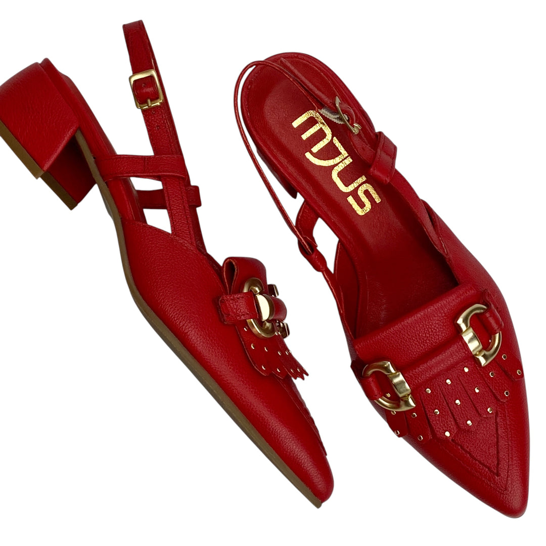 MJUS SLINGBACK FRINGE RED