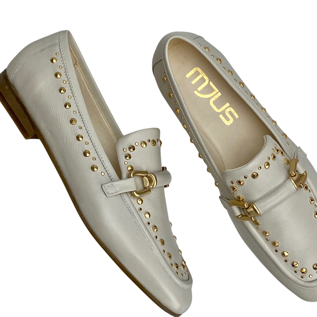 MJUS MOCASSINO AVORIO BORCHIE