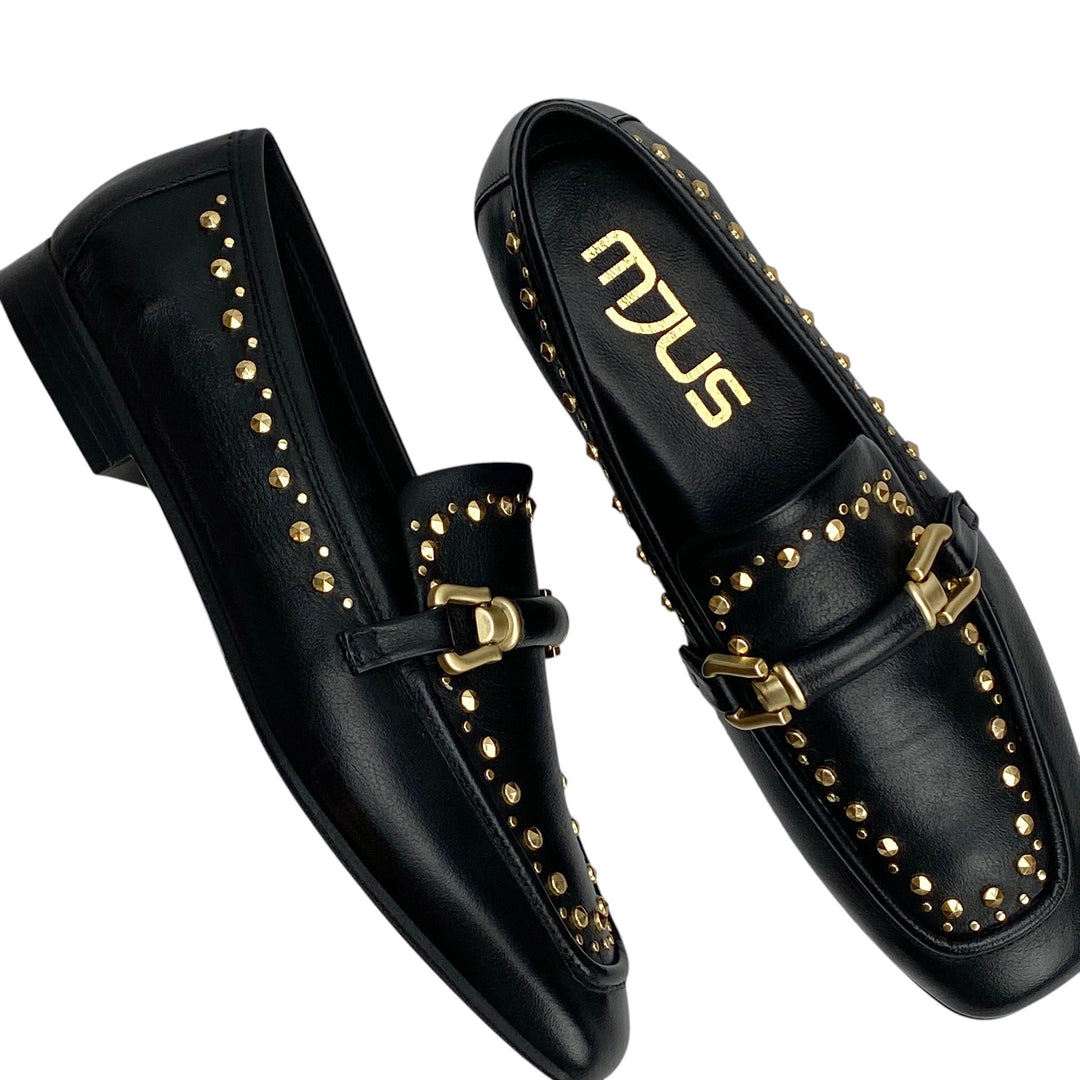 MJUS BLACK STUDDED LOAFER